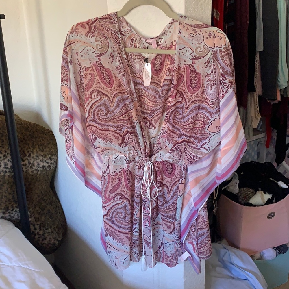 NWT VS boho Chiffon paisley beach kimono